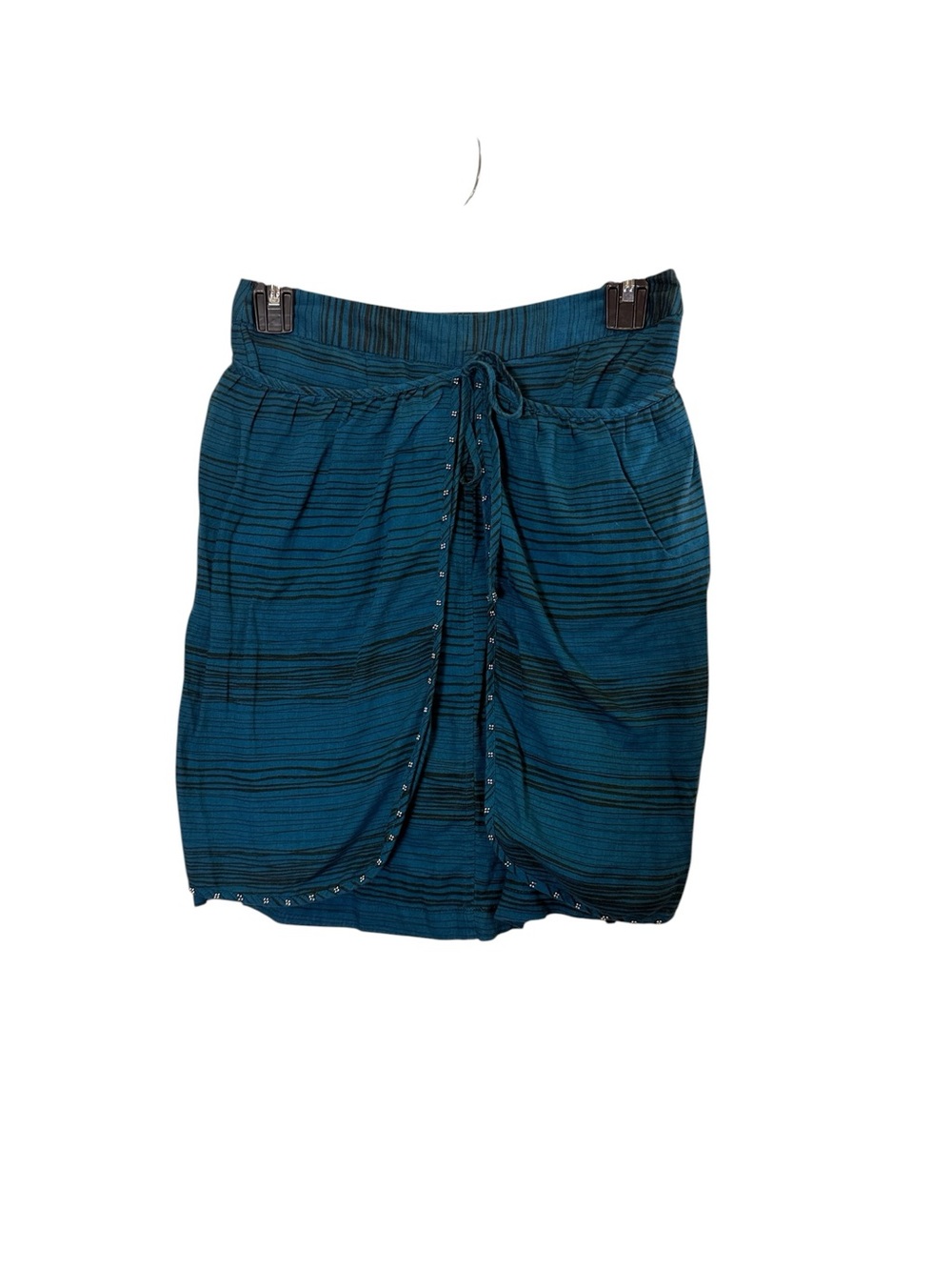 Odille Women’s Linen/Cotton Boho Hippie Teal Flowy Layered Mini Skirt sz 0